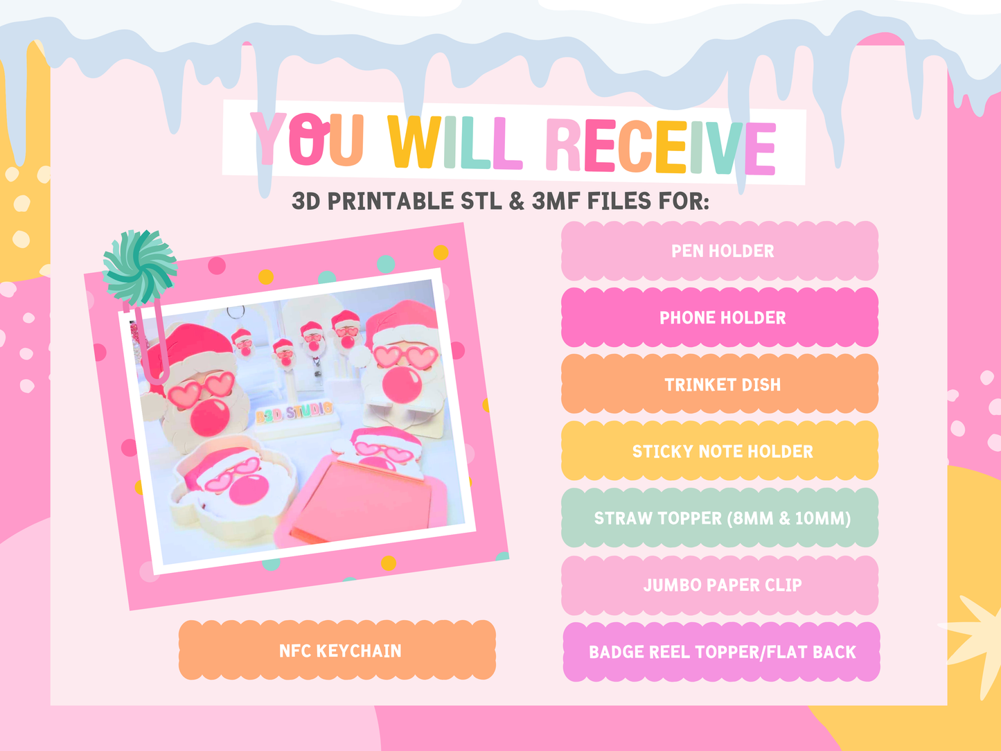 Sassy Santa 3D Print File Bundle (STL & 3MF Digital Download)