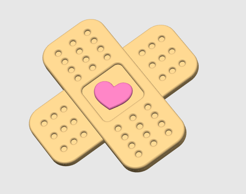 Heart Bandage Badge Reel Topper Flat Back 3D Print File (STL & 3MF Digital Download)