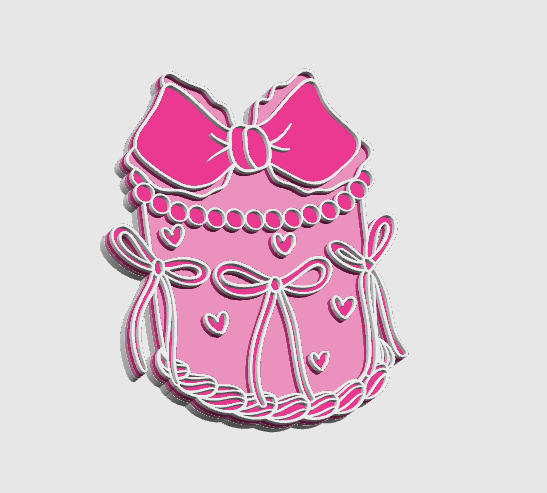 Bow Cake Badge Reel Topper Flat Back 3D Print File (STL & 3MF Digital Download)