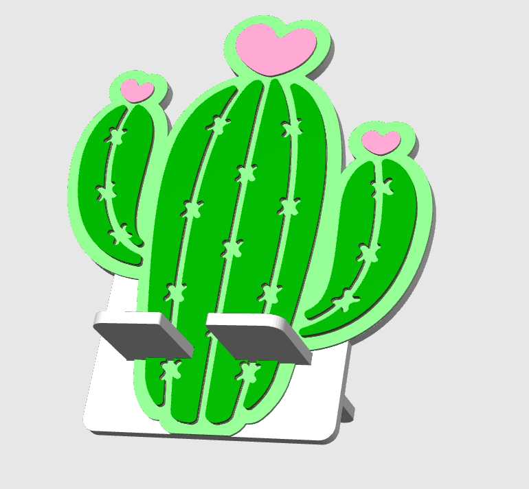 Heart Cactus Phone Holder 3D Print File (STL/3MF Digital Download)