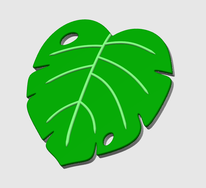 Monstera Leaf Badge Reel Topper Flat Back 3D Print File (STL & 3MF Digital Download)