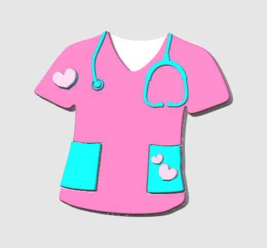 Scrub Top Badge Reel Topper Flat Back 3D Print File (STL & 3MF Digital Download)