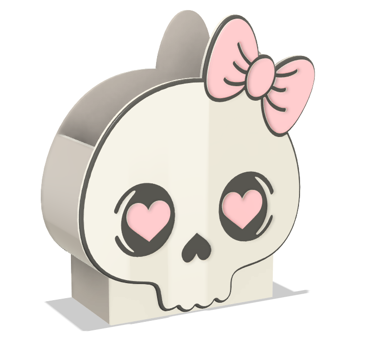 Digital Download - Skull Bow Pen Holder STL & 3MF File