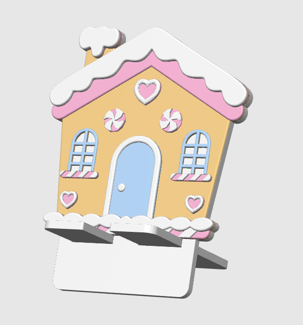 Gingerbread House Phone Holder 3D Print File: Holiday Desk Decor (STL/3MF Digital Download)