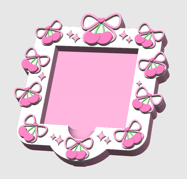 Cherry Bow Heart Sticky Note Holder: 3D Print File (STL/3MF Digital Download