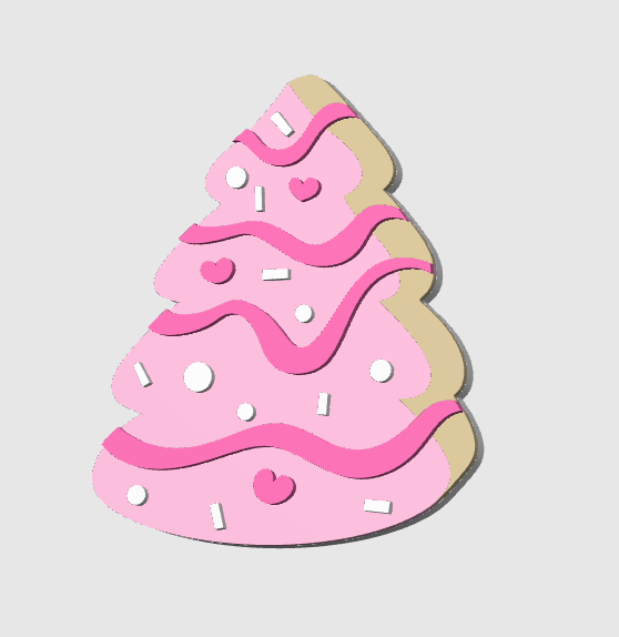 Christmas Tree Cake Badge Reel Topper Flat Back 3D Print File (STL & 3MF)