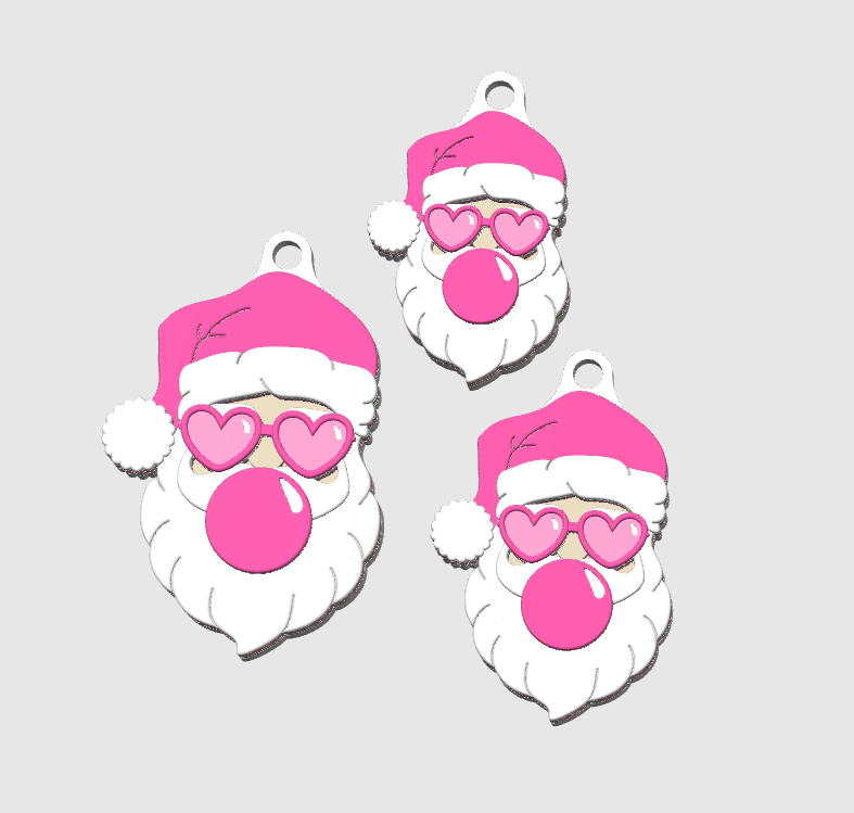 Sassy Santa NFC Keychain STL/3MF File: Digital Download