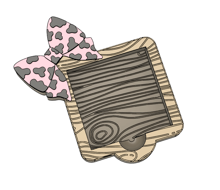 Cow Print Bow Wood Sticky Note Holder: 3D Print File (STL/3MF Digital Download)