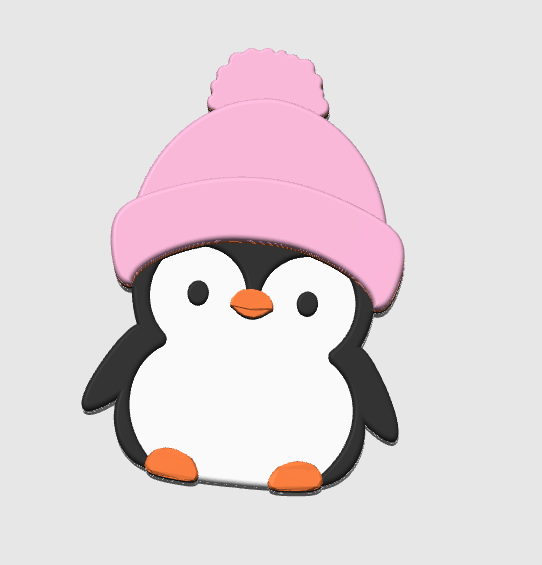 Cute Penguin Badge Reel Topper, Flat Back 3D Print File (STL/3MF Digital Download)