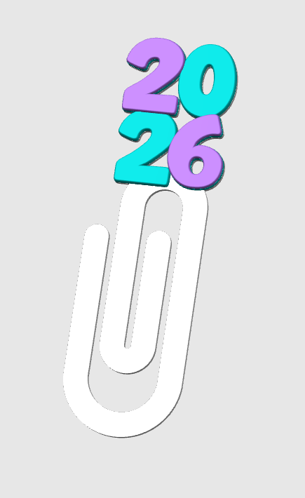 New Year 2026 Paper Clip 3D Print File (STL & 3MF Digital Download)