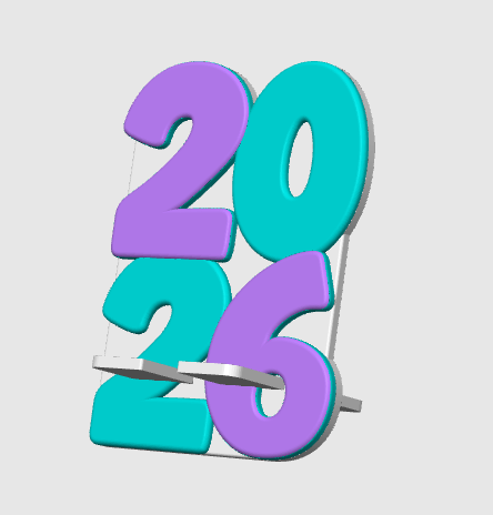 New Year 2026 Phone Holder 3D Print File: Fun Desk Decor (STL/3MF Digital Download)
