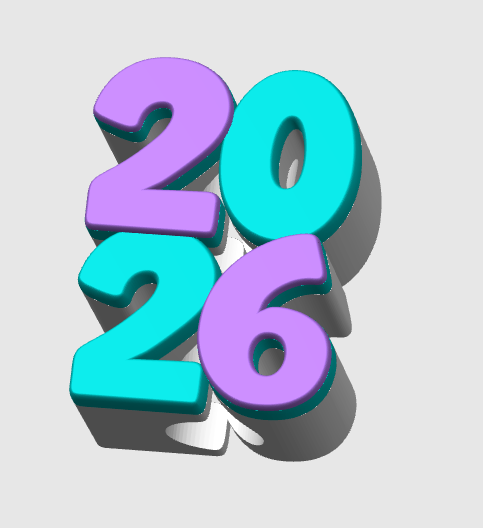 New Year 2026 Straw Topper 3D Print File (STL & 3MF Digital Download) 8mm + 10mm Sizes