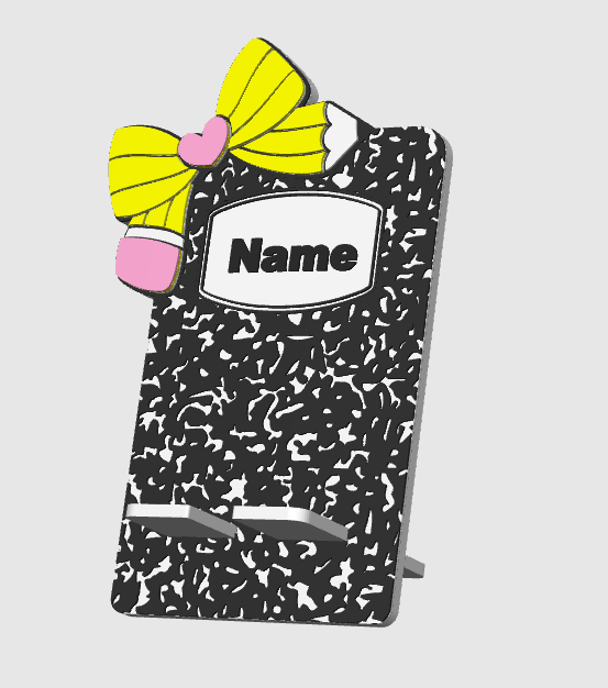 Editable Composition Pencil Bow Phone Holder 3D Print File (STL/3MF Digital Download)