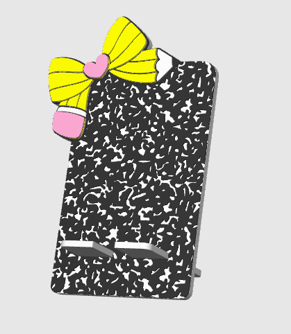 Editable Composition Pencil Bow Phone Holder 3D Print File (STL/3MF Digital Download)