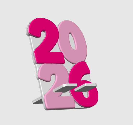 New Year 2026 Phone Holder 3D Print File: Fun Desk Decor (STL/3MF Digital Download)