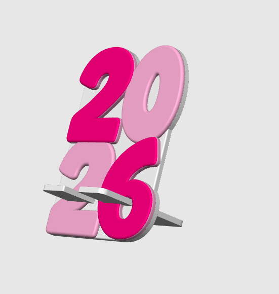 New Year 2026 Phone Holder 3D Print File: Fun Desk Decor (STL/3MF Digital Download)