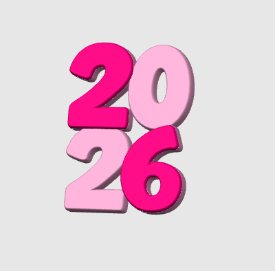 New Year 2026 Badge Reel Topper Flat Back 3D Print File (STL & 3MF Digital Download)