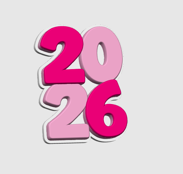 New Year 2026 Badge Reel Topper Flat Back 3D Print File (STL & 3MF Digital Download)