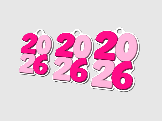 New Year 2026 NFC Keychain 3D Print File (STL & 3MF Digital Download)