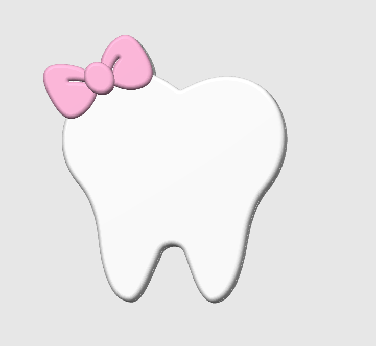 Bow Tooth Badge Reel Topper Flat Back 3D Print File (STL & 3MF Digital Download)