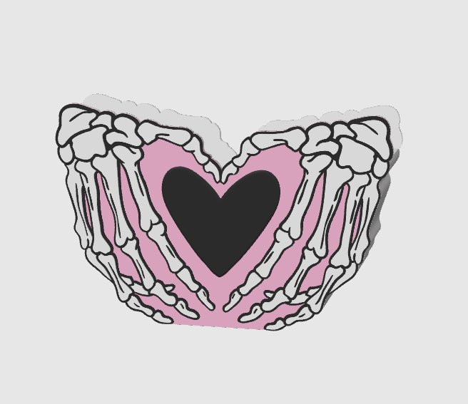 Skeleton Heart Hands Pen Holder – STL & 3MF 3D Print File (Digital Download)