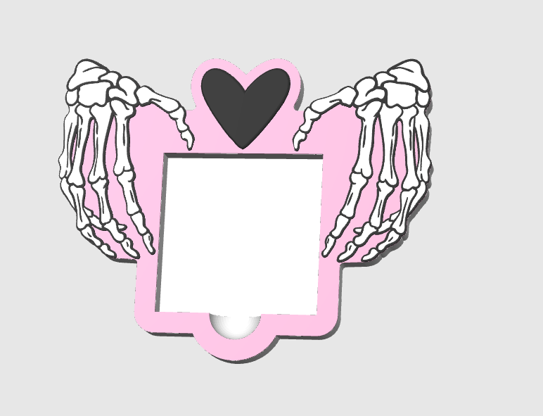 Skeleton Heart Hands Sticky Note Holder: 3D Print Desk Organizer (STL/3MF File)