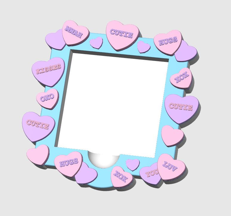 Candy Hearts Sticky Note Holder STL/3MF – Desk Organizer 3D File (Digital Download)