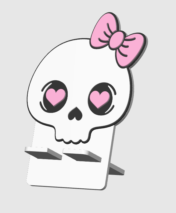 Skull Bow Phone Holder 3D Print File: Desk Decor (STL/3MF Digital Download)