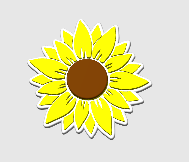 Sunflower Badge Reel Topper 3D Print File (STL & 3MF Digital Download)