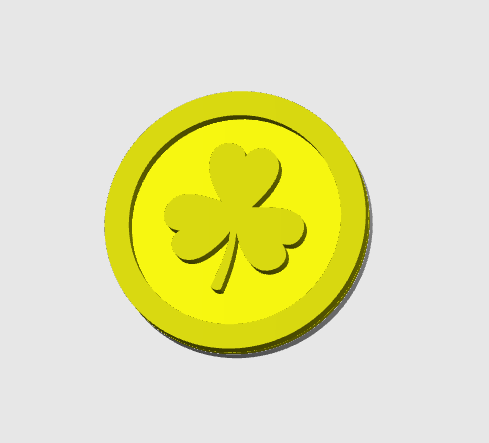 Lucky Clover Coin Badge Reel Topper Flat Back Embellishment (STL & 3MF Digital Download)