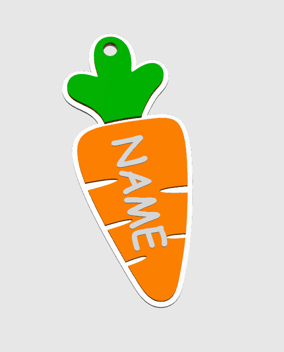 Carrot Name Tag 3D Print File (STL + 3MF Digital Download)