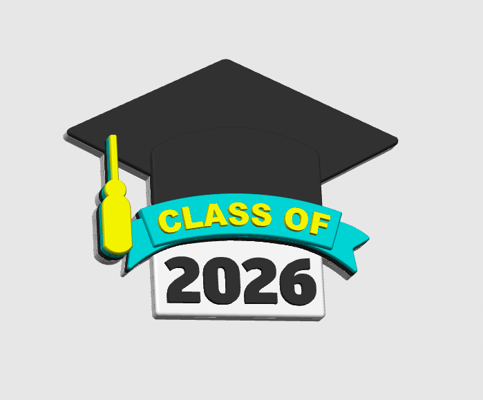 Graduation Badge Reel Topper Flat Back 3D Print File (STL & 3MF Digital Download)