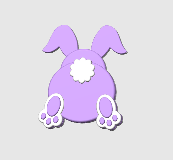 Bunny Butt Badge Reel Topper Flat Back 3D Print File (STL & 3MF Digital Download)
