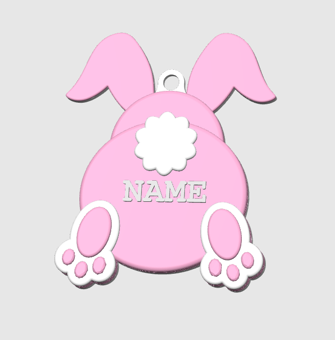 Bunny Butt Name Tag 3D Print File (STL + 3MF Digital Download)
