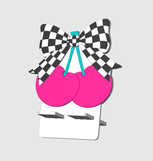Checkered Cherry Phone Holder 3D Print File (STL/3MF Digital Download)