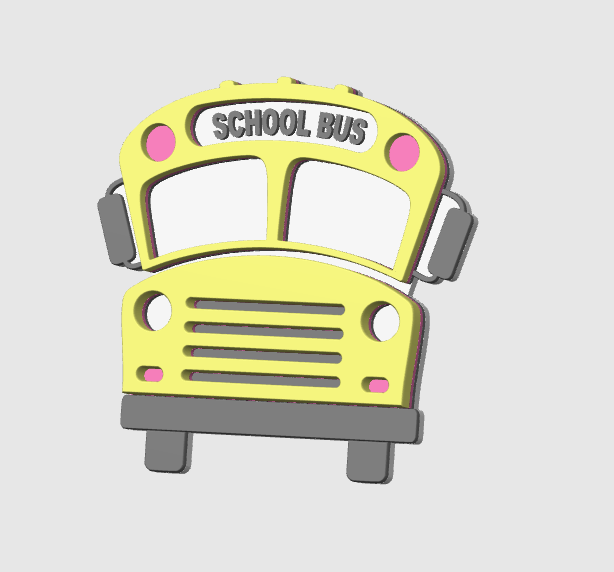School Bus Badge Reel Topper Flat Back 3D Print File (STL & 3MF Digital Download)
