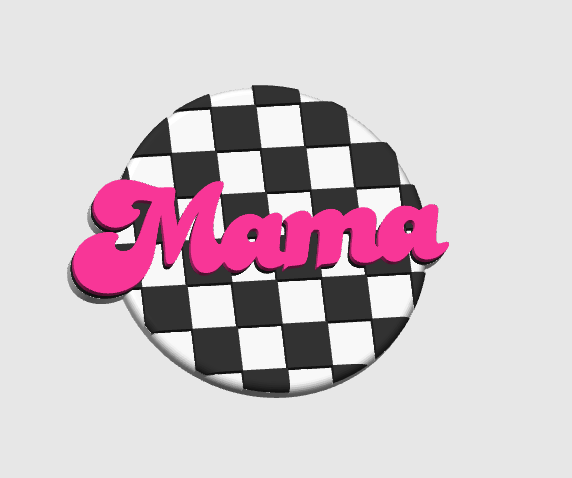 Checkered Mama Badge Reel Topper Flat Back 3D Print File (STL & 3MF Digital Download)