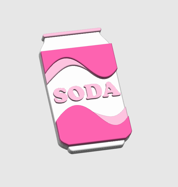 Soda Can V2 Badge Reel Topper Flat Back 3D Print File (STL & 3MF Digital Download)