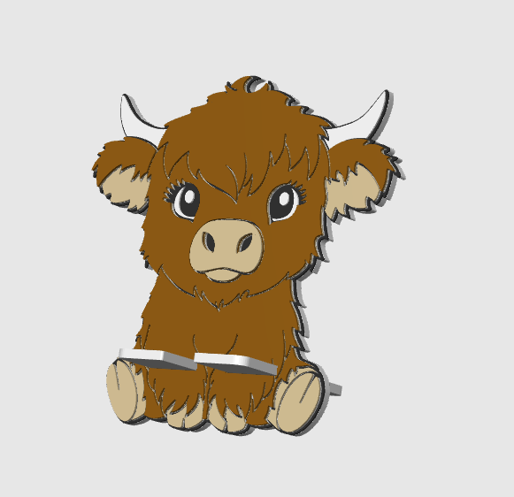 Highland Cow Phone Holder 3D Print File (STL/3MF Digital Download)