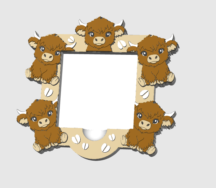 Highland Cow Sticky Note Holder: Desk Organizer 3D Print File (STL & 3MF)