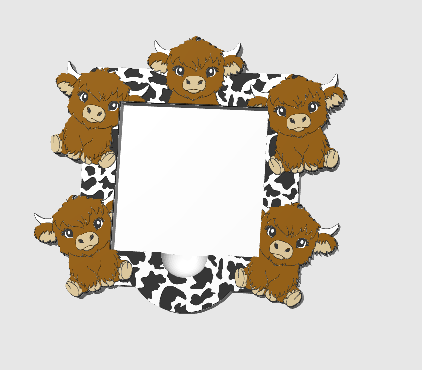 Highland Cow Print Sticky Note Holder: 3D Print File (STL & 3MF Digital Download)