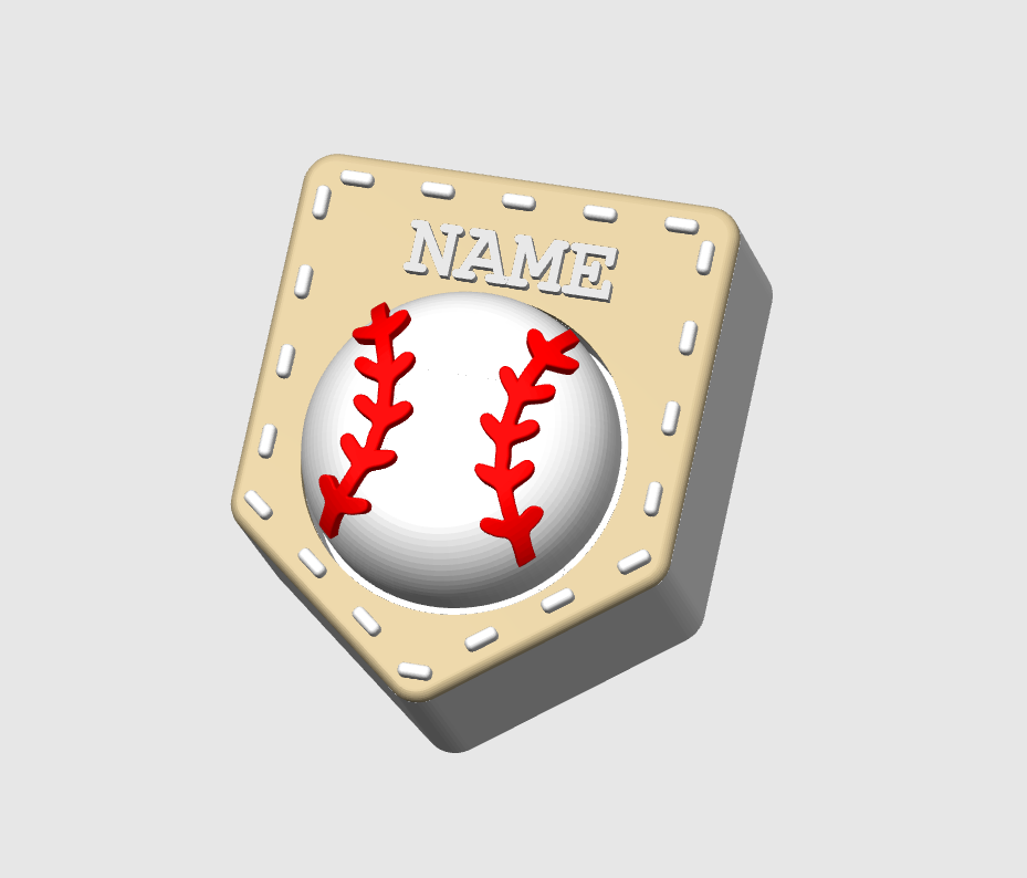 Baseball Softball Home Plate Fidget Clicker STL & 3MF Editable 3D Print File (Digital Download)