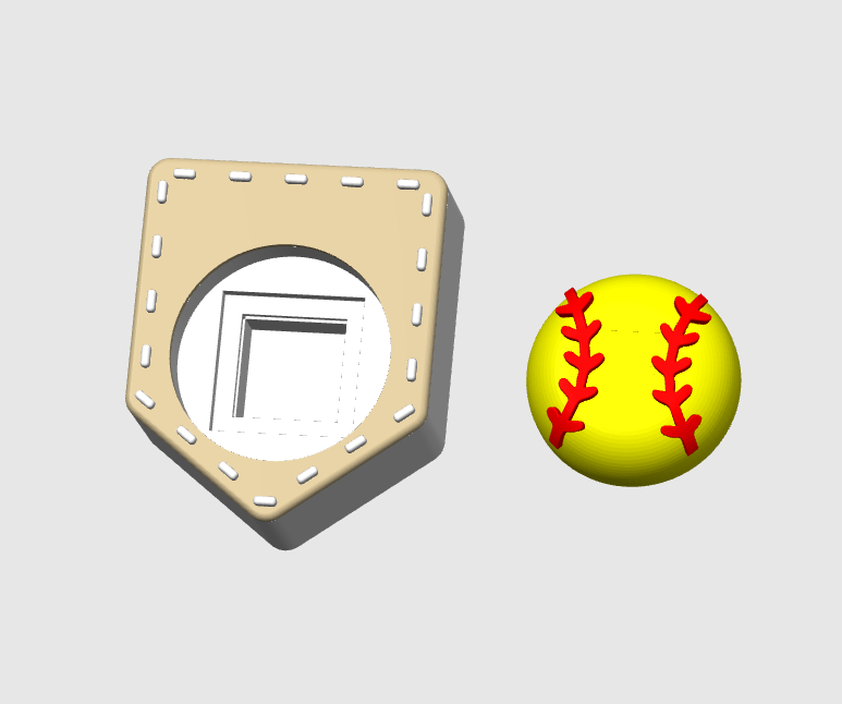 Baseball Softball Home Plate Fidget Clicker STL & 3MF Editable 3D Print File (Digital Download)