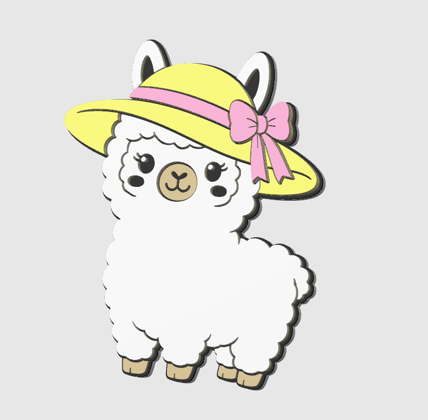 Summer Llama Flat Back Topper 3D Print File (STL & 3MF Digital Download)