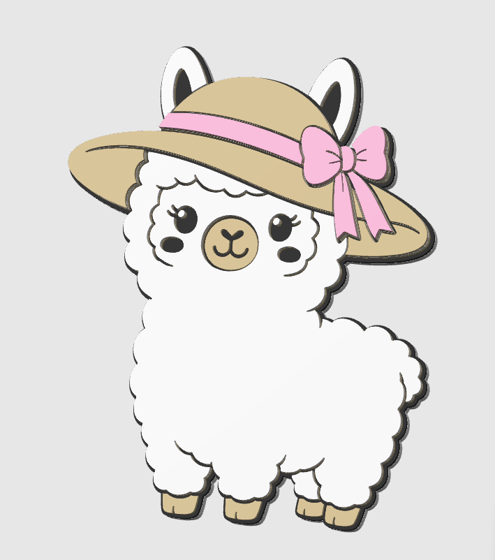 Summer Llama Flat Back Topper 3D Print File (STL & 3MF Digital Download)