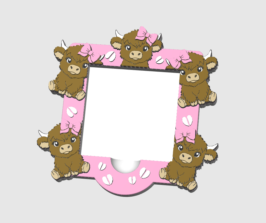 Highland Cow Bow Sticky Note Holder: 3D Print File (STL/3MF Digital Download)
