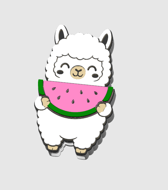 Watermelon Llama Can Opener Keychain 3D Print File (STL + 3MF Digital Download)