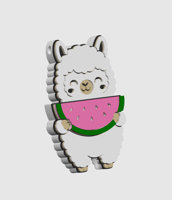 Watermelon Llama Can Opener Keychain 3D Print File (STL + 3MF Digital Download)