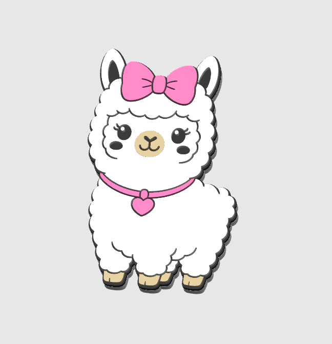 Llama Flat Back Topper 3D Print File (STL & 3MF Digital Download)