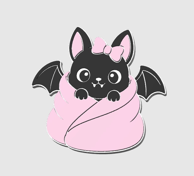 Cozy Bat Flat Back Topper 3D Print File (STL & 3MF Digital Download)